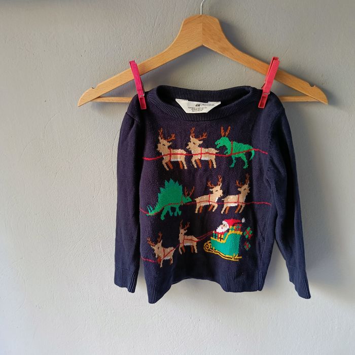 98/104 sweter świąteczny dla chłopca H&M sesja świąteczna bawełna