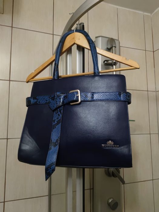 torba torebka Wittchen niebieska elegancka rozsuwana suwak zasuwana bl