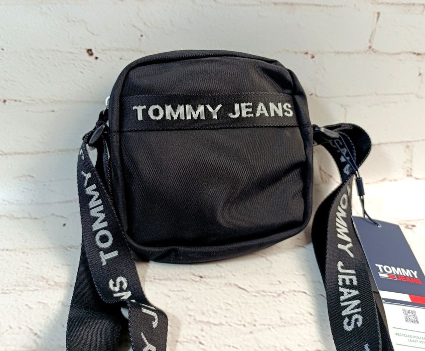 TOMMY JEANS Torba Męska Czarna Square Reporter 100% Poliester NOWA z m