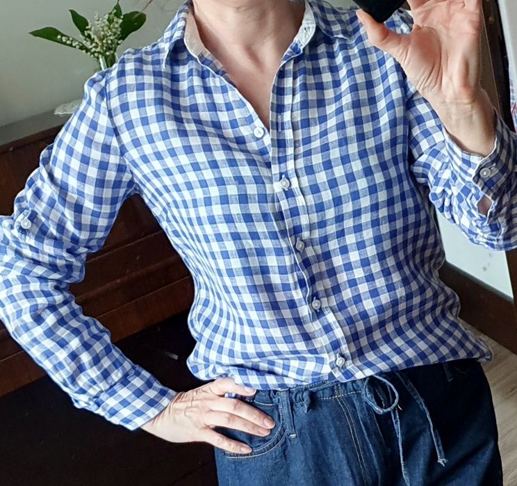 Koszula Lambert w biało-niebieską kratę, r. 34