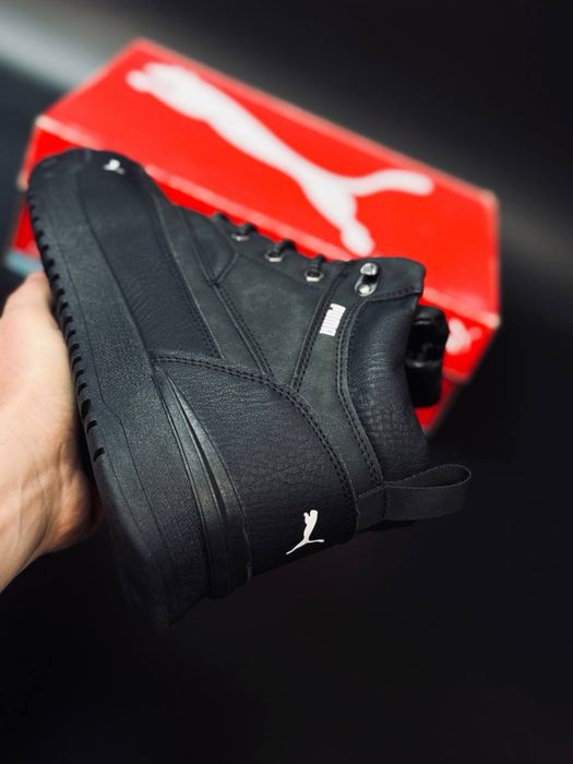 Натуральна овчина!Чоловічі зимові чоботи чорні пума мужские ботинки