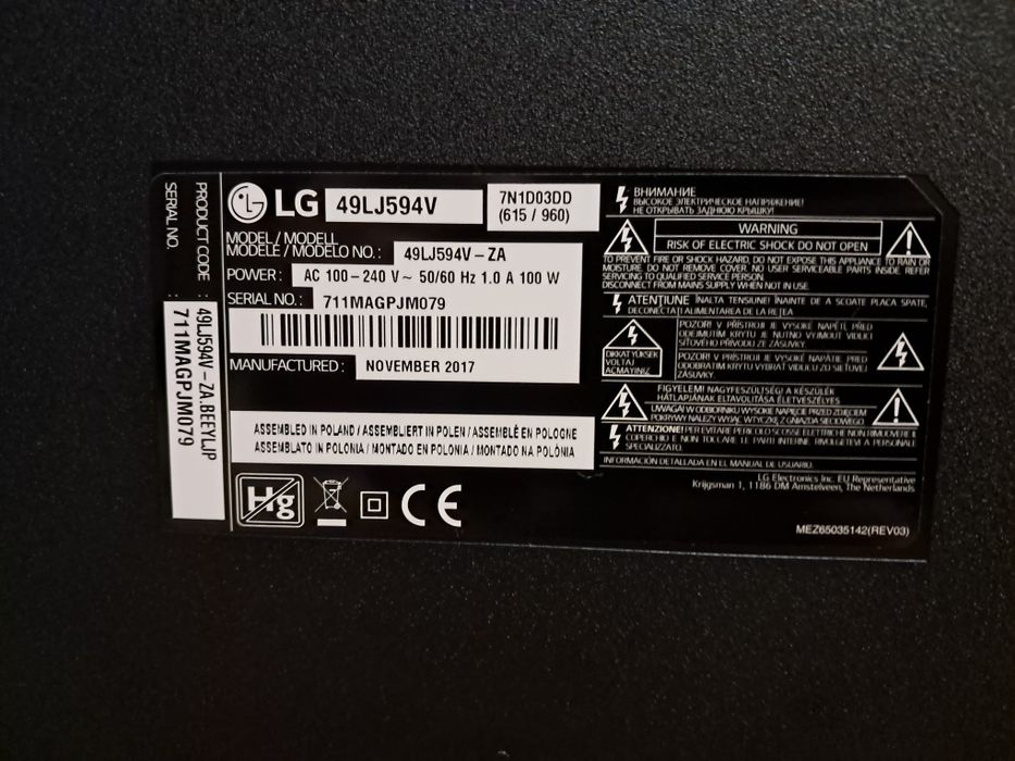 Продам телевізор LG,49 дюймів,неробоча матриця,49lg594v