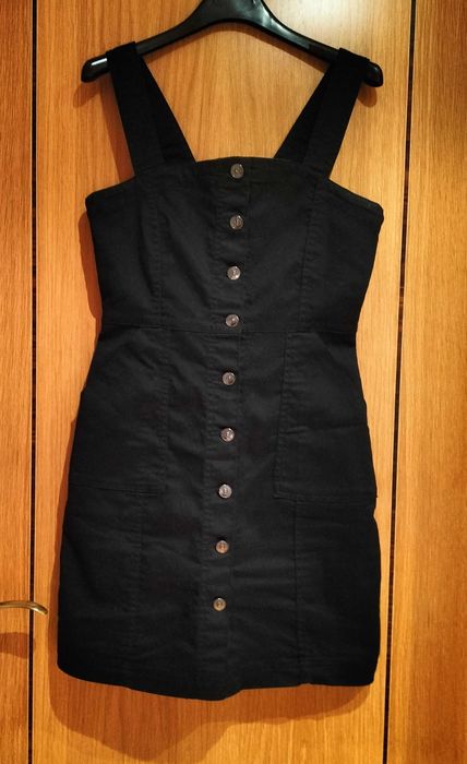 Vestido de alças preto, Tam. 36, H&M