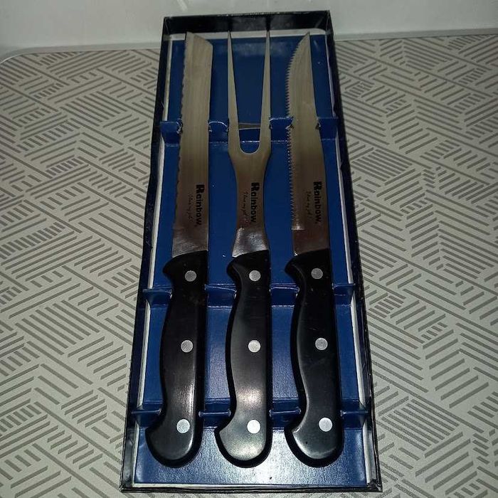 Talher Inox ideal churrascos Conjunto de 2 facas e 1 garfo