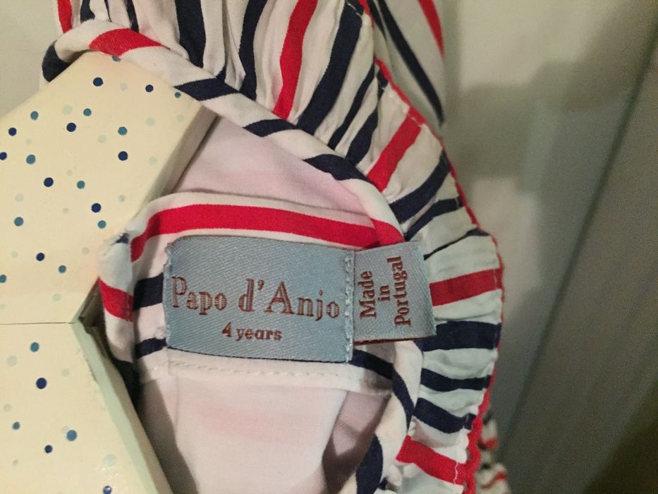 Vestido Papo D’Anjo T4 anos com favos riscas