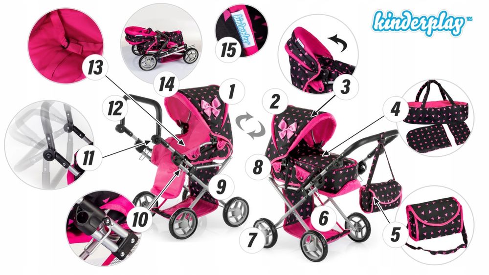 Коляска для ляльок Kinderplay 3w1
