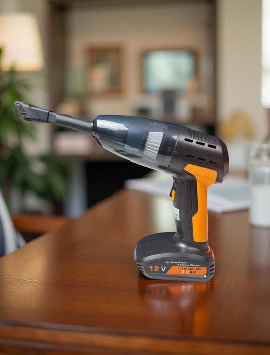 Компресор і пилосос портативний 2 в 1 потужний зручний в авто