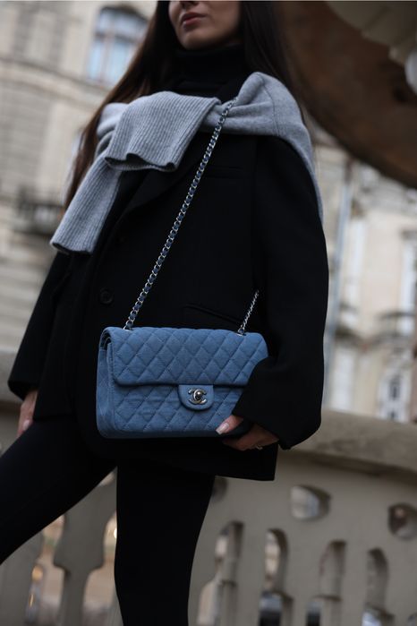 Сумка Chanel Classic 2.55 Small Single Flap Denim/Silver