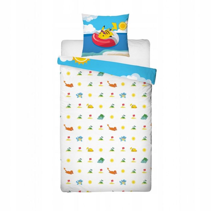 Pościel dziecięca 140x200cm komplet pościeli Pokemon Pikachu dwustronn