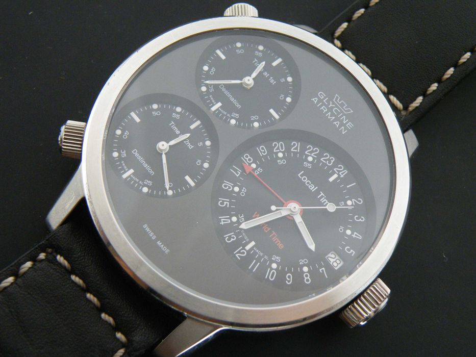 GLYCINE AIRMAN 7 Automatic 4 Time Zones 3829 XXL 53mm
