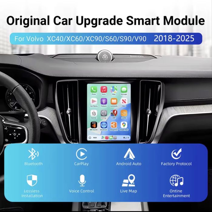 Беспроводной модуль Carplay ISUDAR для Volvo XC90/XC60/XC40/S90/S60/V90/V60, адаптер обновления Carplay AI, Android Auto Hicar Bluetooth
