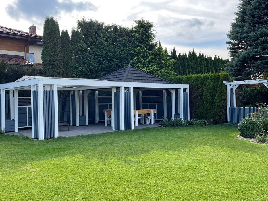 altana drewniana ogrodowa nowoczesna biała