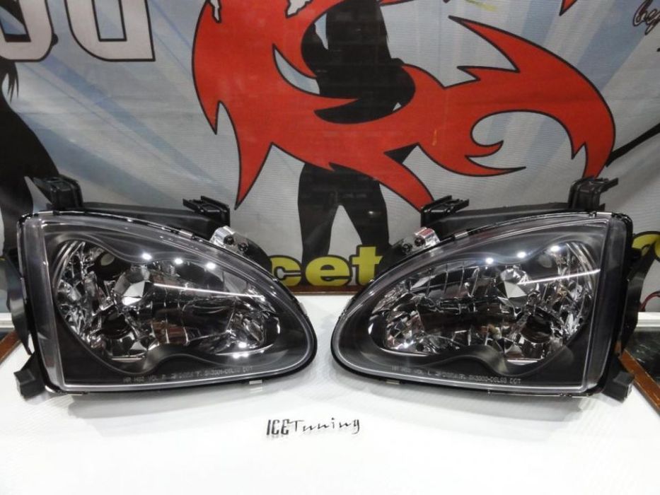 Faróis frontais com lâmpadas HOD 5000k para Honda crx del sol 92-97 Fundo preto JDM look