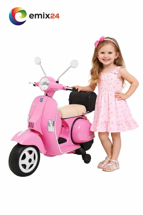 Skuter Vespa elektryczny dla dzieci Różowy motorek na akumulator PX150