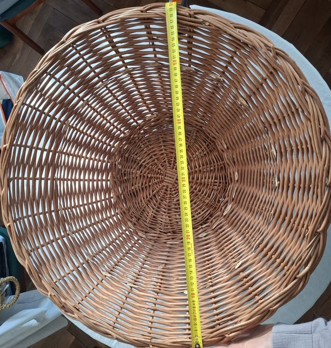 Duży okrągły kosz wiklinowy 60 cm | Solidny kosz na koce, drewno, zabawki