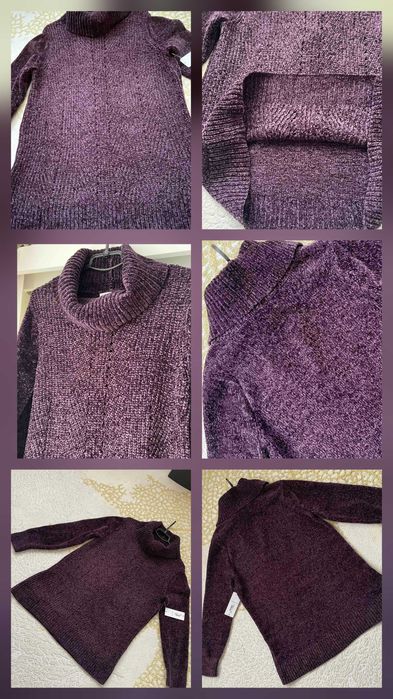 Nowy szenilowy miękki pluszowy sweter damski Liz Claiborne r. S-małe M