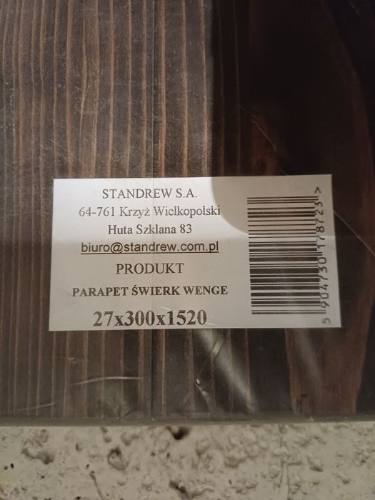 Parapet Świerkowy Lite drewno 1820 dł 300 szer 27 gr
