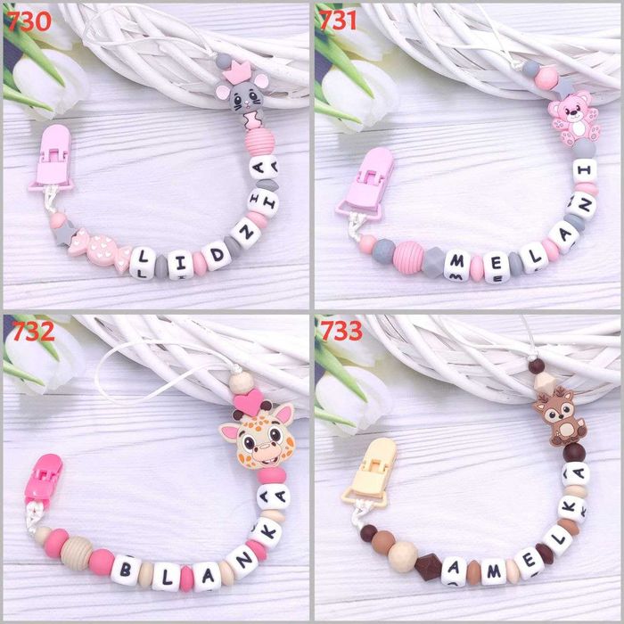 zawieszka do SMOCZKA z imieniem, silikonowe koraliki (dziewczynki)