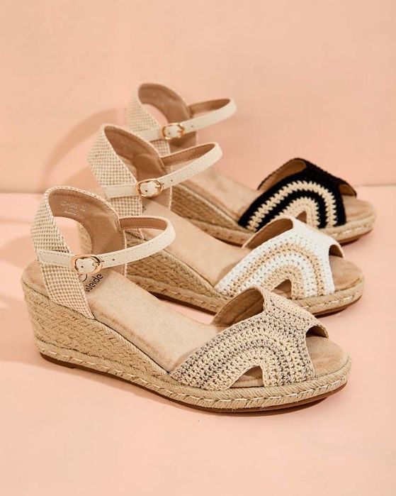 3 KOLORY 36 37 38 sandały 39 40 41 na koturnie cholewka pleciona haft