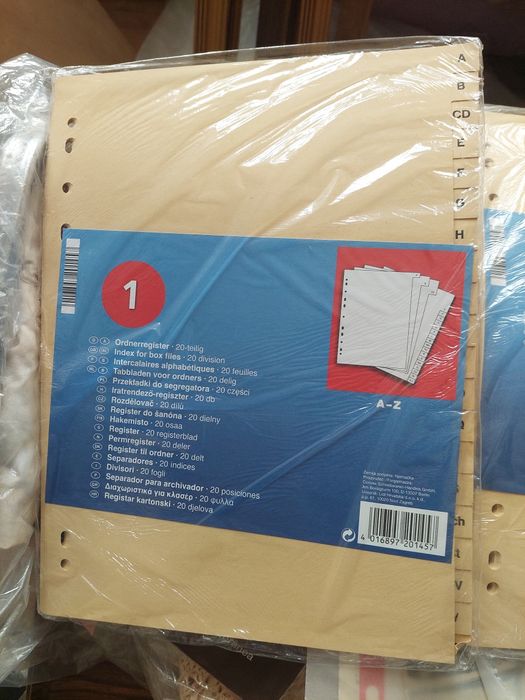 3 separadores novos em cartolina numéricos e alfabeticos