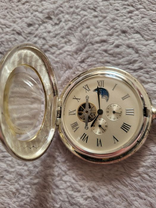 Mechaniczny Zegarek Kieszonkowy z Fazami Księżyca