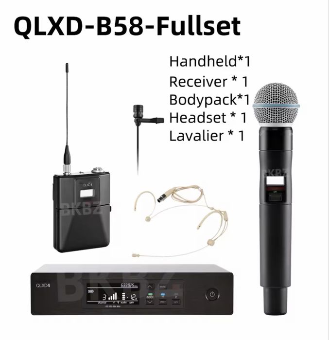 Shure QLXD, радіомікрофон з гарнітурою та петличним мікрофоном, кейс