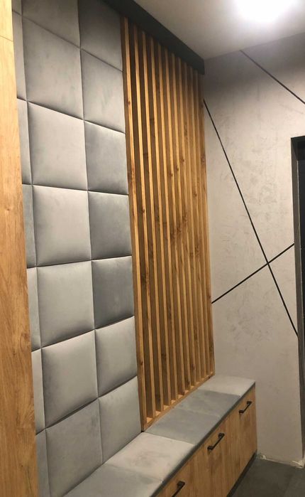 Szare NOWE Welurowe Panele Tapicerowane NA ŚCIANE Różne Rozmiary