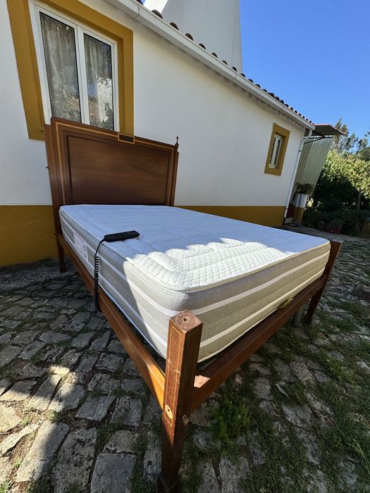 Cama Articulada Elétrica 140x190 + Colchão Novo + Cama Madeira