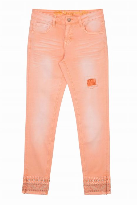Jeansy rurki łososiowe z haftami DESIGUAL 28