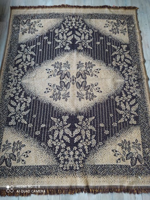 Kapa narzuta PRL peerelowska vintage brąz 140x180 wełnianiana wełna