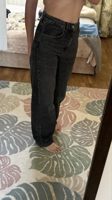 Джинси zara wide leg сірі