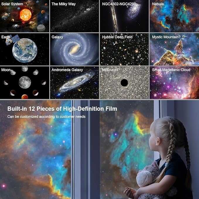 Projektor gwiazd do Sypialni z 12 Motywami - czarny