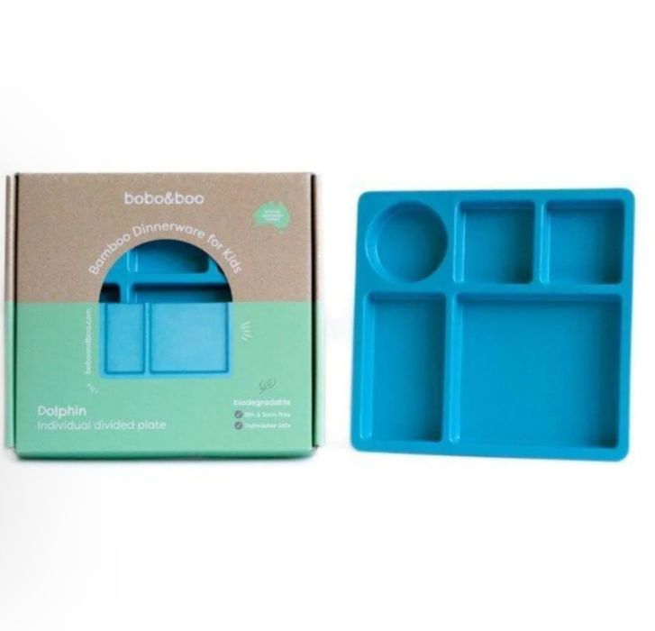 Prato com divisórias bobo&boo– Dolphin Blue
