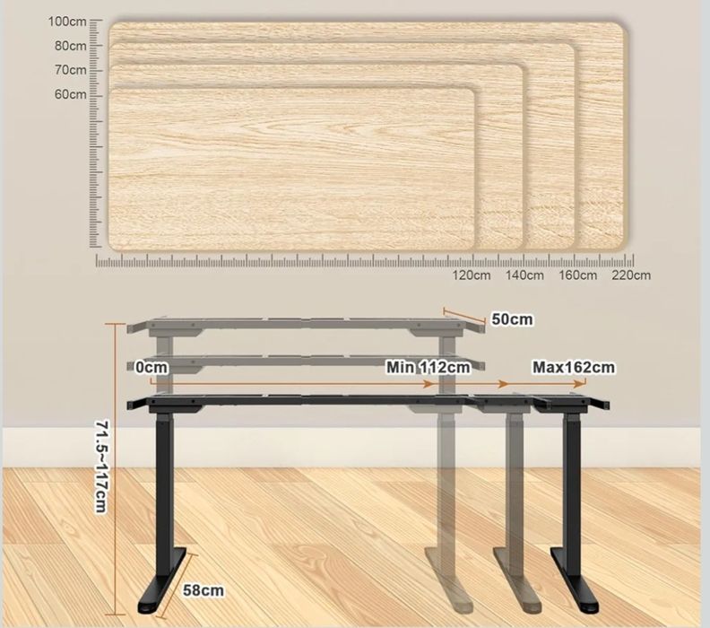 Elektryczny stelaż do biurka czarny