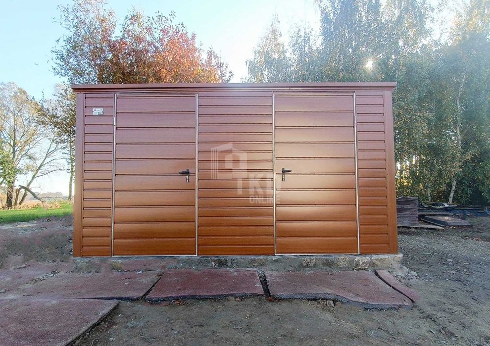 Schowek Domek Ogrodowy 4X2,5M 2X Drzwi Drewnopodobny Dach Spad  Tkd319