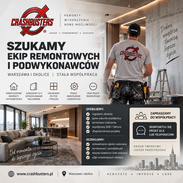 Ekipy remontowe / podwykonawcy – stałe zlecenia | Warszawa