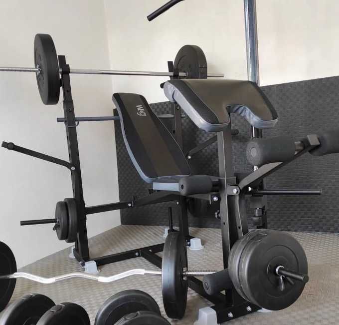 Лавка для жиму під штангу + Стійки + Тяга Скамья жима штанги W009 Лава