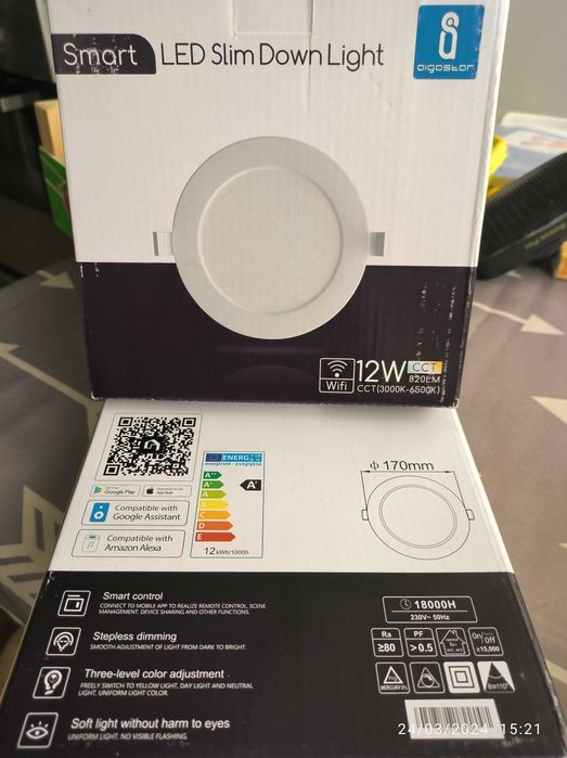 Kit de 2 LED foco embutido inteligente WiFi , ultra fina de 12 W