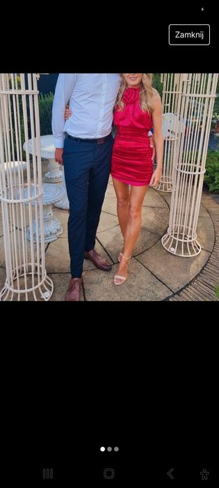 Sukienka z różą na szyji welur Sheila XXS  czerwona