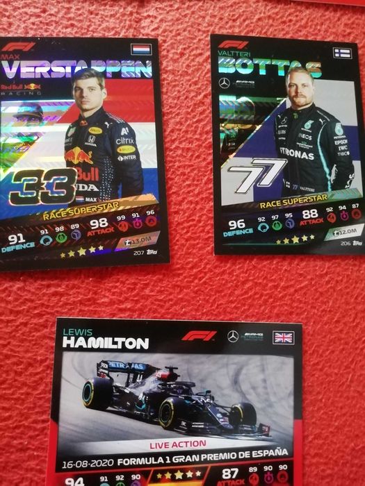 Karty Attax F1 2021 kolekcja 70 kart. Poniżej uwaga!