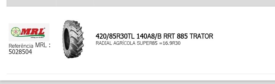 Fim de Stock Pneus novos de Trator 16.9R30 - 550 euros Oferta Entrega