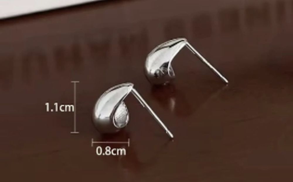 Kropla łezka kolczyki wkrętki nowe proba 925 srebrne platerowane