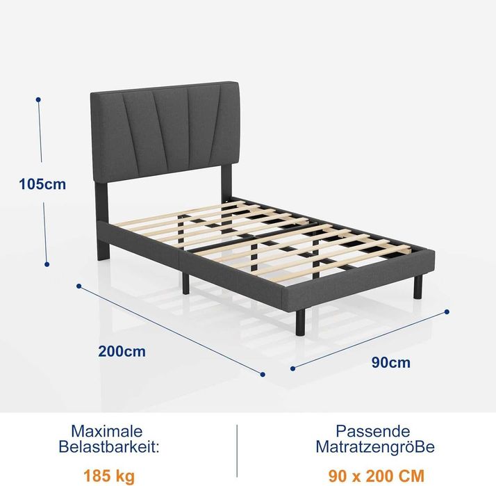 Nowe tapicerowane łóżko / rama / zagłówek / stelaż / 90x200cm !N271!