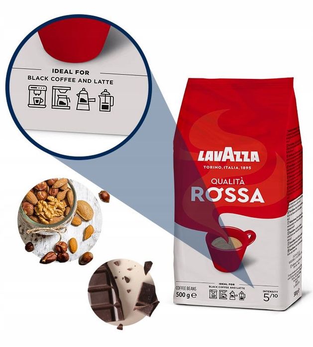 6x1KG Kawa Ziarnista LAVAZZA QUALITA ROSSA 6x1000G Oryginalna