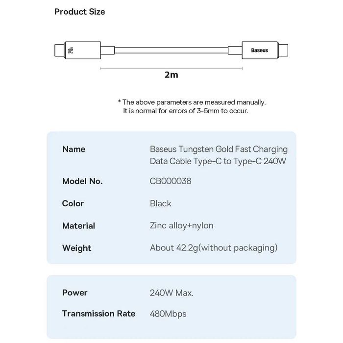 Кабель usb type c 240W Baseus провод шнур тайп си для быстрой зарядки