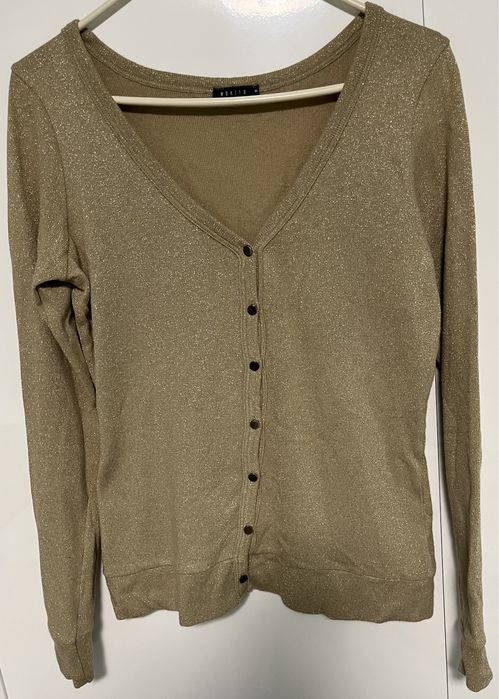 Złoty rozpinany sweter sweterek Mohito roz.M