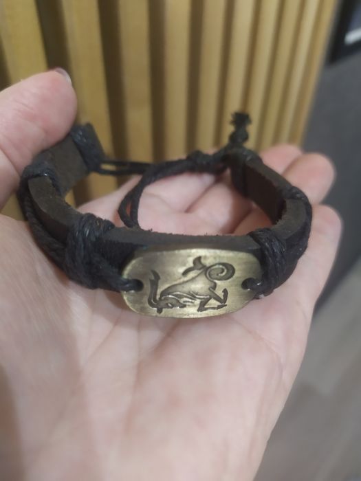 Bransoletka skórzana męska KOZIOROŻEC regulowana