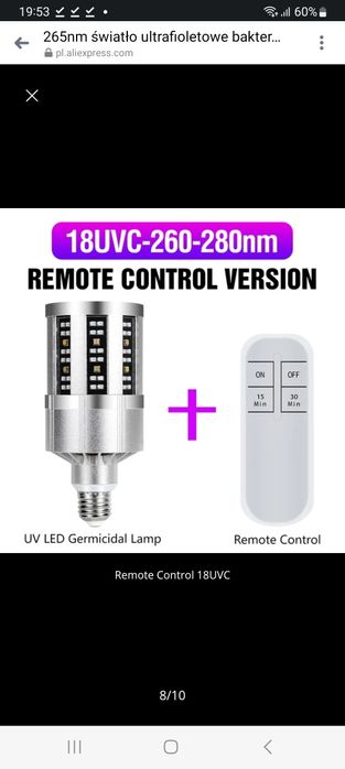 Bakteriobójcza lampa sterylizacyjna uv lwd 18uvc 260-280nm