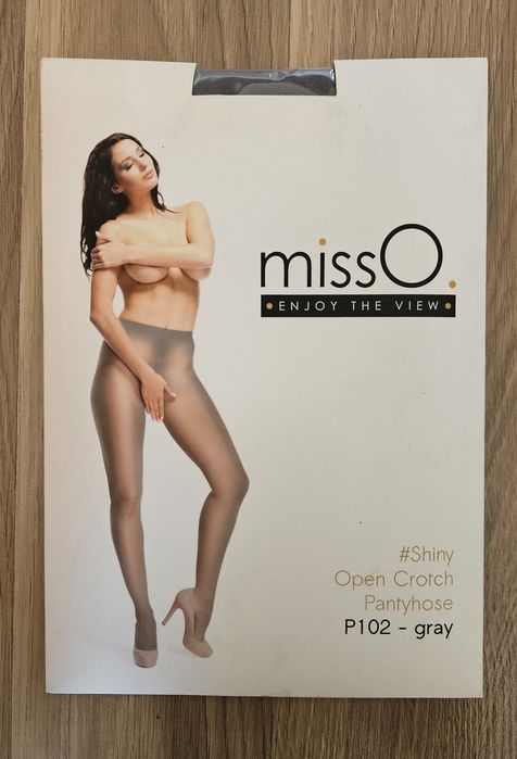 Rajstopy: missO P102 gray open crotch L/XL