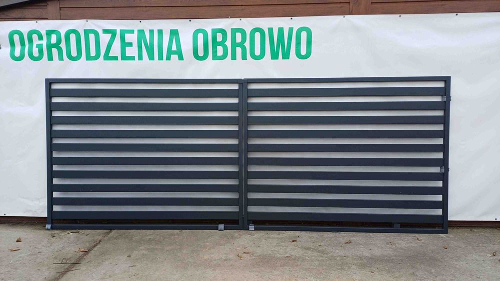Brama dwuskrzydłowa palisada szer 4 m wysokość 1,5 m antracyt